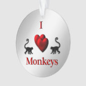 Red I Heart Monkeys Ornament (Vorderseite)