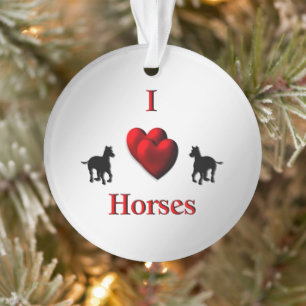 Red I Heart Pferde Ornament