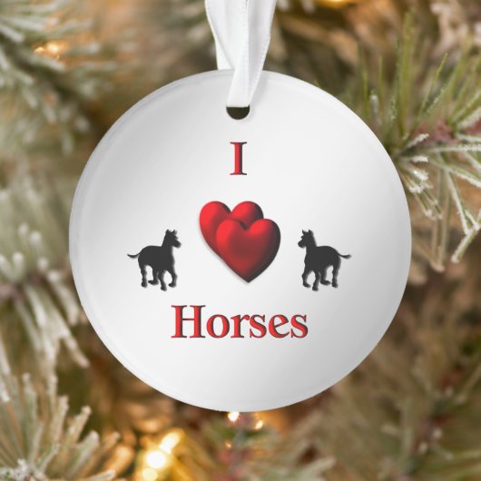 Red I Heart Pferde Ornament (Baum)