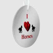 Red I Heart Pferde Ornament (Vorderseite)