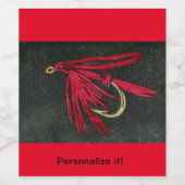 "Red Ibis" klassische Nassfliege, Fliegenfischen Weinetikett (Einzelnes Label)