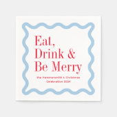 Red Ice Blue Eat Drink und Sei Merry Wavy Square Serviette (Vorderseite)