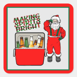 Red Ice Brust mit Bier und Santa Quadratischer Aufkleber
