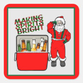 Red Ice Brust mit Bier und Santa Quadratischer Aufkleber (Vorderseite)