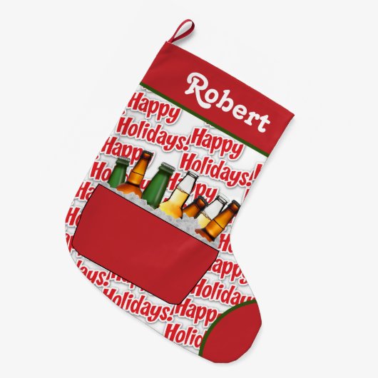 Red Ice Brust mit Bierfreuden Großer Weihnachtsstrumpf (Vorderansicht (hängend))