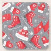 Red Ice Skate | Christmas Cork Untersetzer Set (Vorderseite)