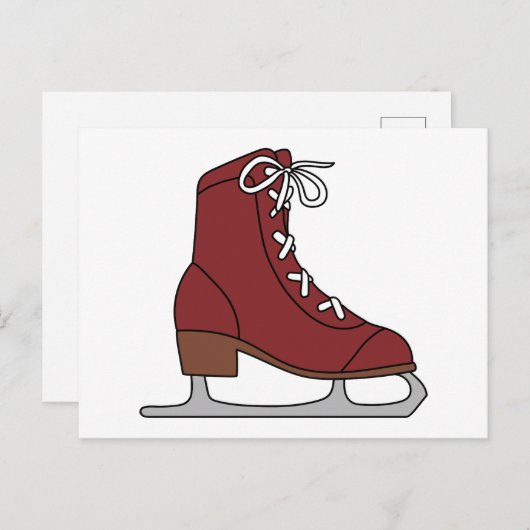 Red Ice Skate Einladungspostkarte (Vorne/Hinten)