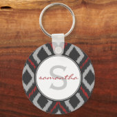 Red Ikat Monogram Schlüsselanhänger (Vorderseite)