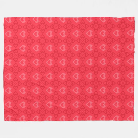 Red Ikat Style Herzmuster Fleecedecke (Vorderseite (Horizontal))