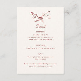 Red Illustrated Birds Whimsical Wedding Details Begleitkarte
