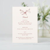 Red Illustrated Birds Whimsical Wedding Details Begleitkarte (Stehend Vorderseite)