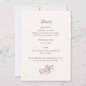 Red Illustrated Swans Whimsical All in One Wedding Einladung (Rückseite)