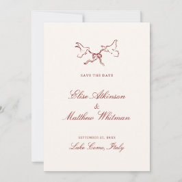 Red Illustrated Whimsical Wedding Save The Date