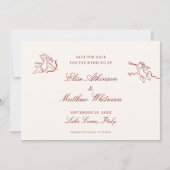 Red Illustrated Whimsical Wedding  Save The Date (Vorderseite)