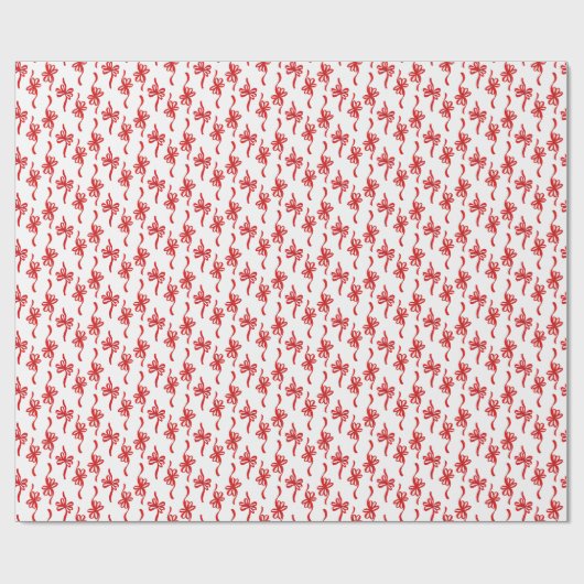 Red Illustriert Loopy Bows Weihnachtsmuster Geschenkpapier (Flach)