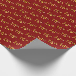 Red, Imitate Gold 16. (sechzehnte) Veranstaltung Geschenkpapier