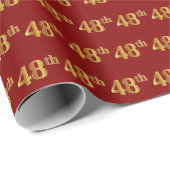 Red, Imitate Gold 48. (Achtundvierzig) Event Geschenkpapier (Rolleneckpunkt)