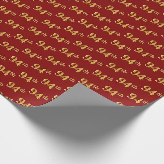 Red, Imitate Gold 94. (Vierundneunzig) Event Geschenkpapier (Ecke)