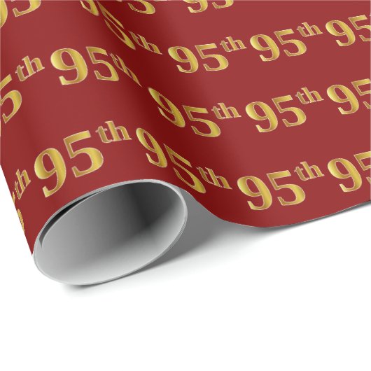 Red, Imitate Gold 95. (fünfundneunzigste) Veransta Geschenkpapier (Rolleneckpunkt)