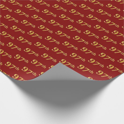 Red, Imitate Gold 97. (siebenundneunzig) Event Geschenkpapier (Ecke)