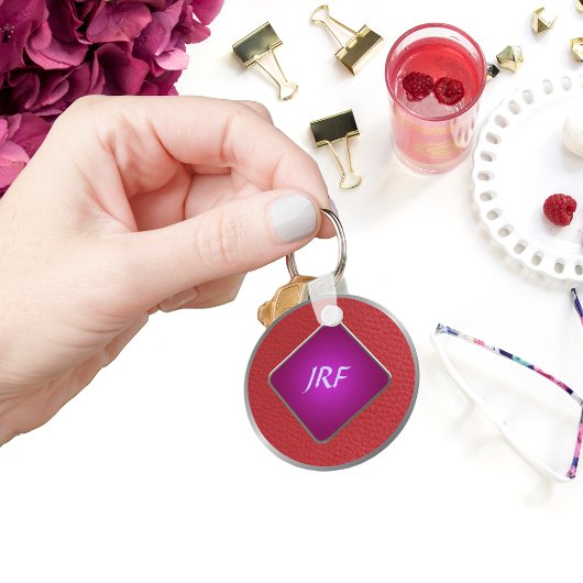 Red Imitate Texturleder Schlüsselanhänger