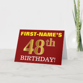 Red, Imitation Gold "48. BIRTHDAY" Geburtstagskart Karte
