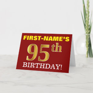 Red, Imitation Gold "95. BIRTHDAY" Geburtstagskart Karte