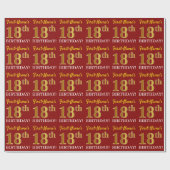 Red, Imitation Gold Look "18. BIRTHDAY" Geschenkpapier (Flach)