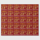 Red, Imitation Gold Look "23. BIRTHDAY" Geschenkpapier (Flach)