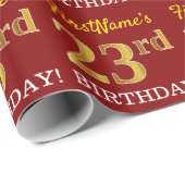 Red, Imitation Gold Look "23. BIRTHDAY" Geschenkpapier (Rolleneckpunkt)