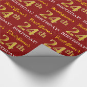 Red, Imitation Gold Look "24. GEBURTSTAG" Geschenkpapier (Ecke)