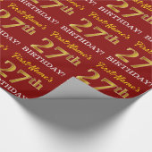 Red, Imitation Gold Look "27. GEBURTSTAG" Geschenkpapier (Ecke)
