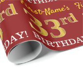 Red, Imitation Gold Look "33. BIRTHDAY" Geschenkpapier (Rolleneckpunkt)