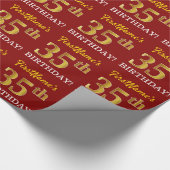 Red, Imitation Gold Look "35. GEBURTSTAG" Geschenkpapier (Ecke)