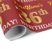 Red, Imitation Gold Look "36. BIRTHDAY" Geschenkpapier (Rolleneckpunkt)