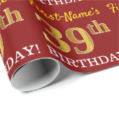 Red, Imitation Gold Look "39. BIRTHDAY" Geschenkpapier (Rolleneckpunkt)
