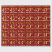 Red, Imitation Gold Look "43. BIRTHDAY" Geschenkpapier (Flach)