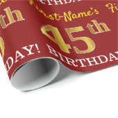 Red, Imitation Gold Look "45. GEBURTSTAG" Geschenkpapier (Rolleneckpunkt)