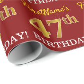 Red, Imitation Gold Look "47. BIRTHDAY" Geschenkpapier (Rolleneckpunkt)