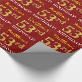 Red, Imitation Gold Look "53. BIRTHDAY" Geschenkpapier (Ecke)