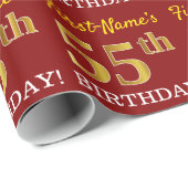 Red, Imitation Gold Look "55. GEBURTSTAG" Geschenkpapier (Rolleneckpunkt)