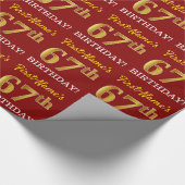 Red, Imitation Gold Look "67. BIRTHDAY" Geschenkpapier (Ecke)