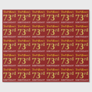 Red, Imitation Gold Look "73. BIRTHDAY" Geschenkpapier