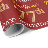 Red, Imitation Gold Look "77. GEBURTSTAG" Geschenkpapier (Rolleneckpunkt)