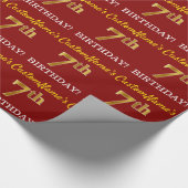 Red, Imitation Gold Look "7. BIRTHDAY" Geschenkpapier (Ecke)