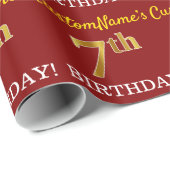 Red, Imitation Gold Look "7. BIRTHDAY" Geschenkpapier (Rolleneckpunkt)