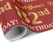 Red, Imitation Gold Look "82. BIRTHDAY" Geschenkpapier (Rolleneckpunkt)