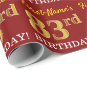 Red, Imitation Gold Look "83. BIRTHDAY" Geschenkpapier (Rolleneckpunkt)