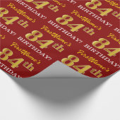 Red, Imitation Gold Look "84. GEBURTSTAG" Geschenkpapier (Ecke)