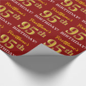 Red, Imitation Gold Look "95. GEBURTSTAG" Geschenkpapier (Ecke)